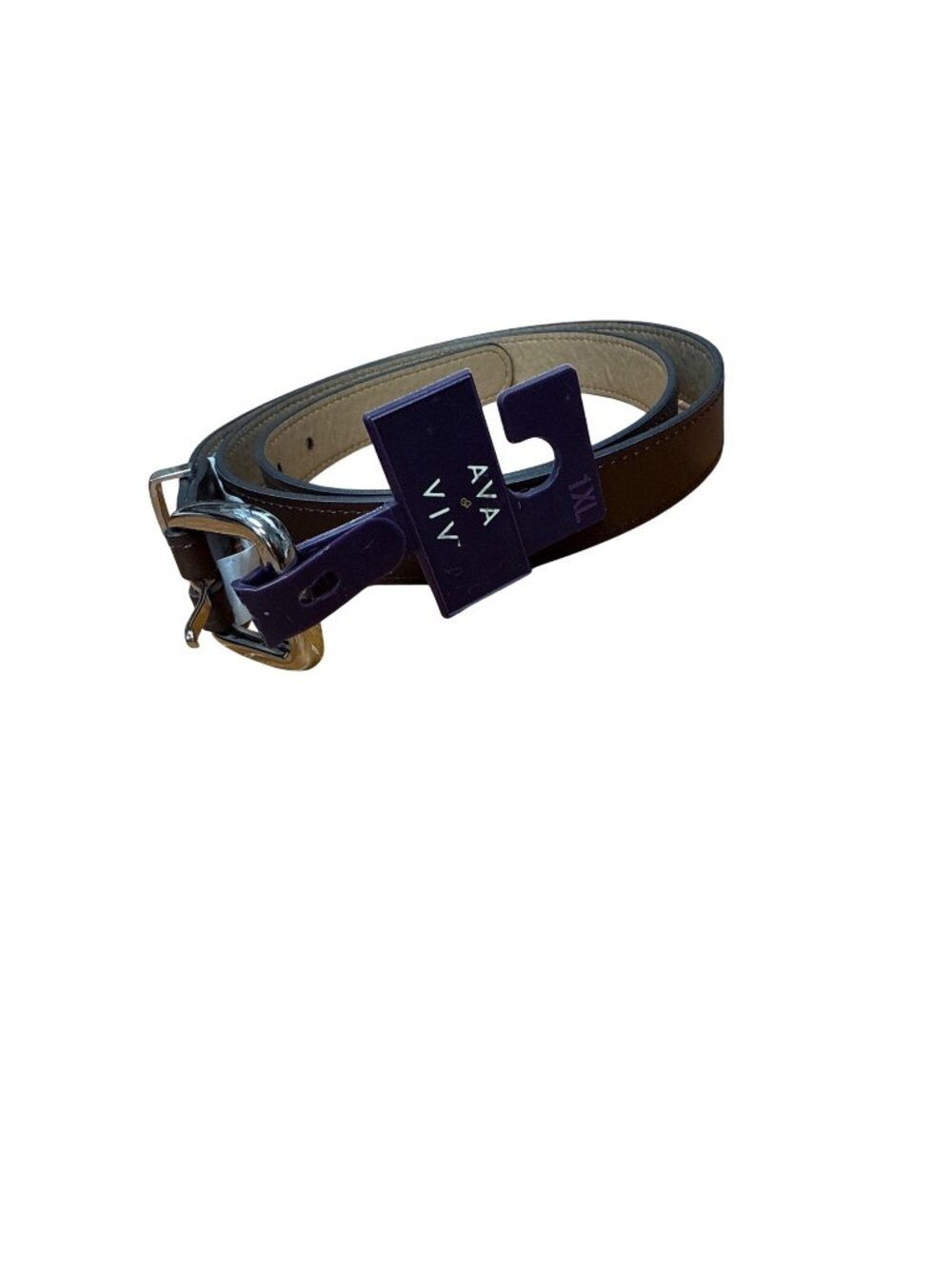 Ava & Viv Womens Brown Faux Leather Belt 1X With Silver Buckle